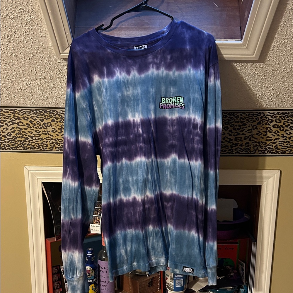 Broken Promises Tie-Dye Long Sleeve Tee - Purple and Blue